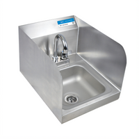 BK Resources 9 x 9 Space Saver Wall-Mounted Hand Sink with Lead-Free Deck-Mount Faucet and Dual Side Splashes