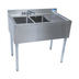 Thumbnail image #1 for BK Resources Slim-Line 36 Inch Two-Compartment Underbar Sink with Right Drainboard, Faucet, and Drain Kit