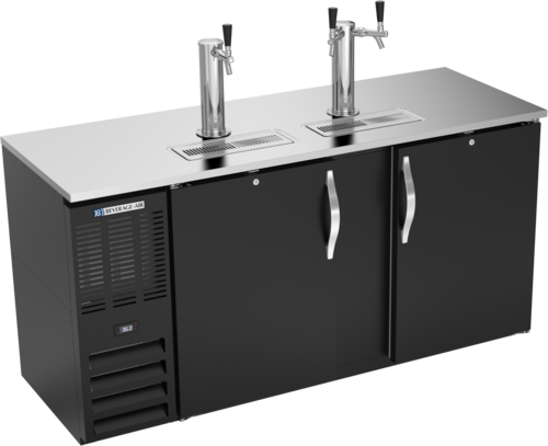 Product image #1 for Beverage-Air DDN68HC-B 68-Inch Black Direct Draw Draft Beer Cooler with 2 Doors, 2 Towers, and 3-Keg Capacity
