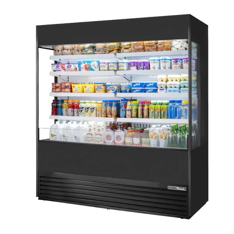 Product image #1 for True 72-Inch Vertical Glass-Sided Open Air Merchandiser Refrigerator with 8 Adjustable Shelves