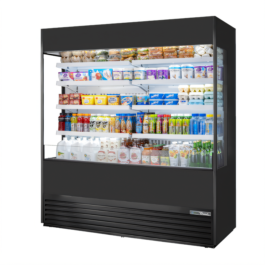Product image #1 for True 72-Inch Vertical Glass-Sided Open Air Merchandiser Refrigerator with 8 Adjustable Shelves