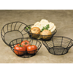 Thumbnail image #1 for American Metalcraft SSB96 Oval Mesh Serving Basket, Straight-Sided, 9 x 6 x 2-1/2 Inches, Black Wrought Iron Case of 48