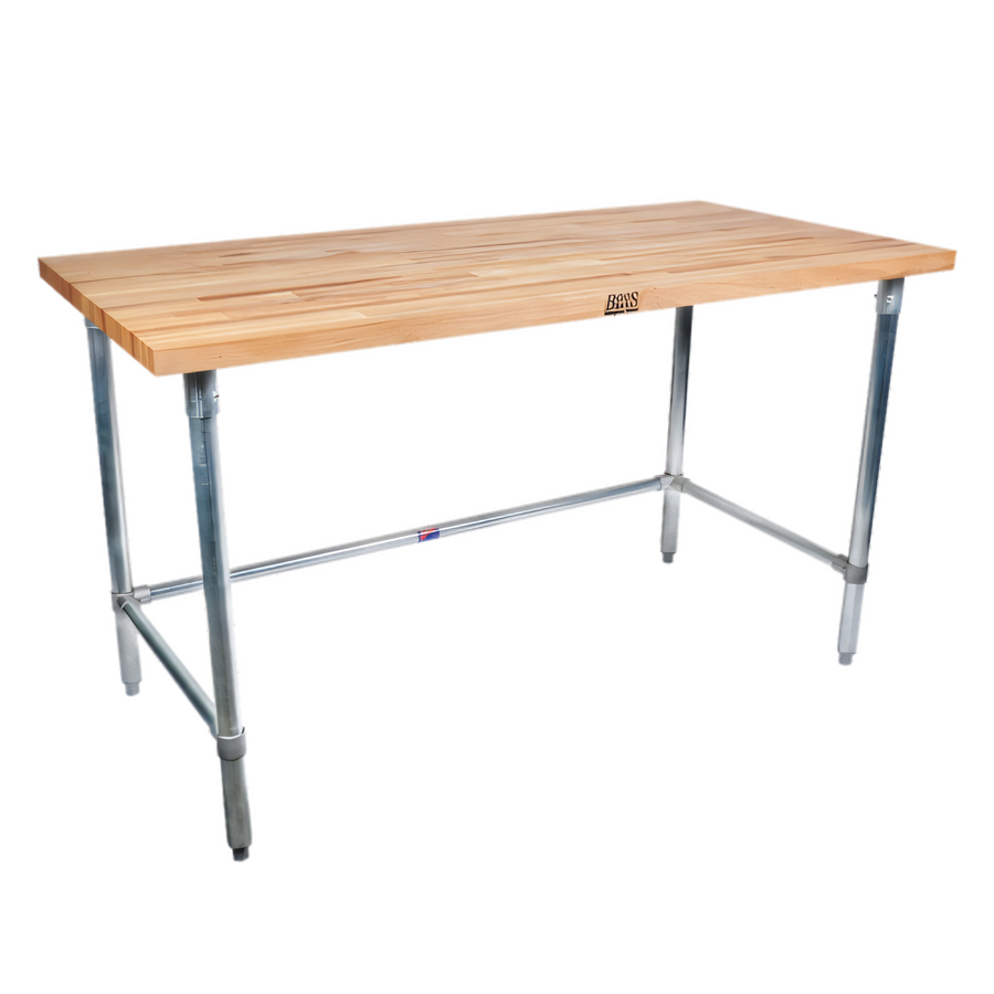 Product image #1 for John Boos SNB11-X 96-Inch x 30-Inch Wood Top Work Table with Stainless Steel Base