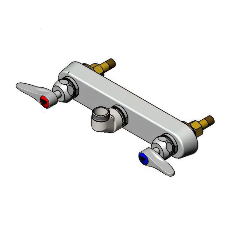 Product image #1 for T&S Brass B-1125-LN Low-Lead Workboard Faucet, Less Nozzle, Backsplash Mount, 8-Inch Centers