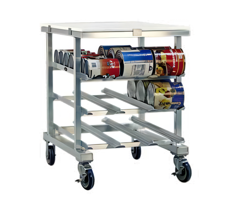 Product image #1 for New Age Mobile Counter-Height Can Storage Rack with Poly Top, 54 #10 or 72 #5 Can Capacity