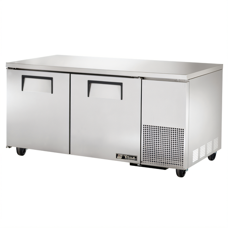 Product image #1 for True 67 1/4-Inch 2-Section Deep Undercounter Freezer with 2 Solid Doors and Side-Mounted Self-Contained Refrigeration