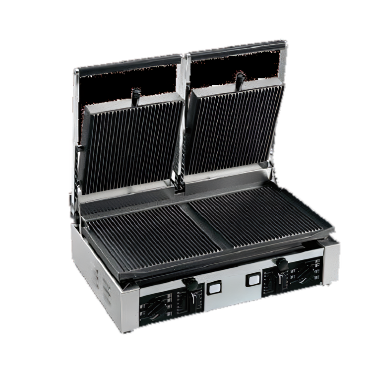 Product image #1 for Univex Double Countertop Electric Panini Press with Ribbed Cast Iron Plates