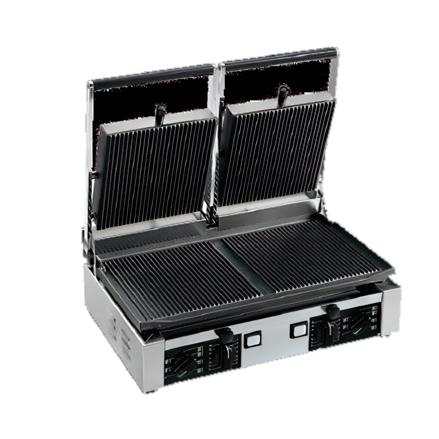 Product image #1 for Univex Double Countertop Electric Panini Press with Ribbed Cast Iron Plates