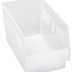 Thumbnail image #1 for Quantum QSB202CL Nesting Shelf Bin, Clear Polypropylene, Rear Hanglock, 11-5/8"L x 6-5/8"W x 6"H Case of 30