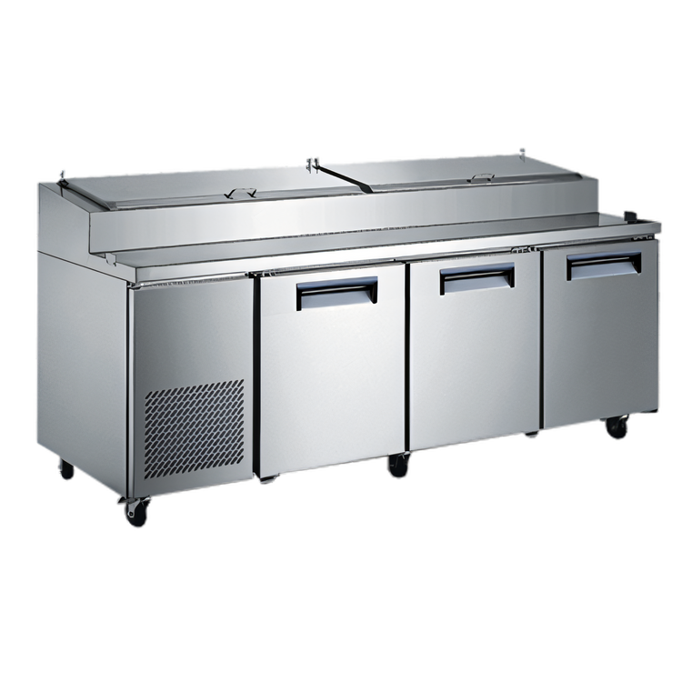 Product image #1 for U-STAR 92-Inch 3-Section Refrigerated Pizza Prep Table with Side-Mounted Self-Contained Refrigeration