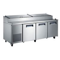U-STAR 92-Inch 3-Section Refrigerated Pizza Prep Table with Side-Mounted Self-Contained Refrigeration
