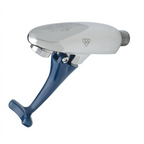 Thumbnail image #1 for T&S Brass B-1204 Wall-Mount Push-Back Self-Closing Glass Filler Faucet with Adjustable Flow Control, Dark Blue Arm