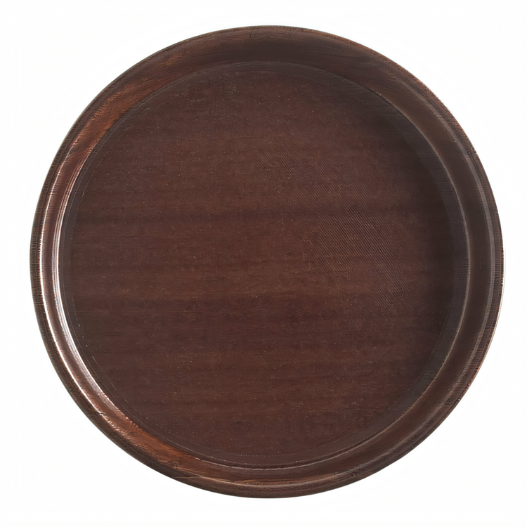 Product image #1 for Cambro Camtray 10-Inch Round Fiberglass Serving Tray, Burma Teak Wood Design