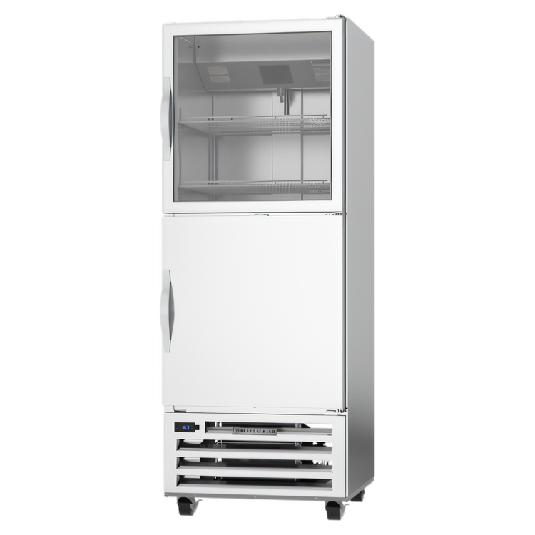 Product image #1 for Beverage-Air RI18HC-HGS One-Section Reach-In Refrigerator with Glass/Solid Half Doors, 16.85 Cu. Ft., Bottom-Mounted Self-Contained Refrigeration