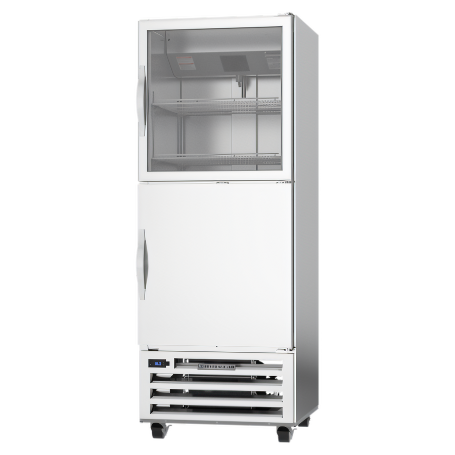 Product image #1 for Beverage-Air RI18HC-HGS One-Section Reach-In Refrigerator with Glass/Solid Half Doors, 16.85 Cu. Ft., Bottom-Mounted Self-Contained Refrigeration