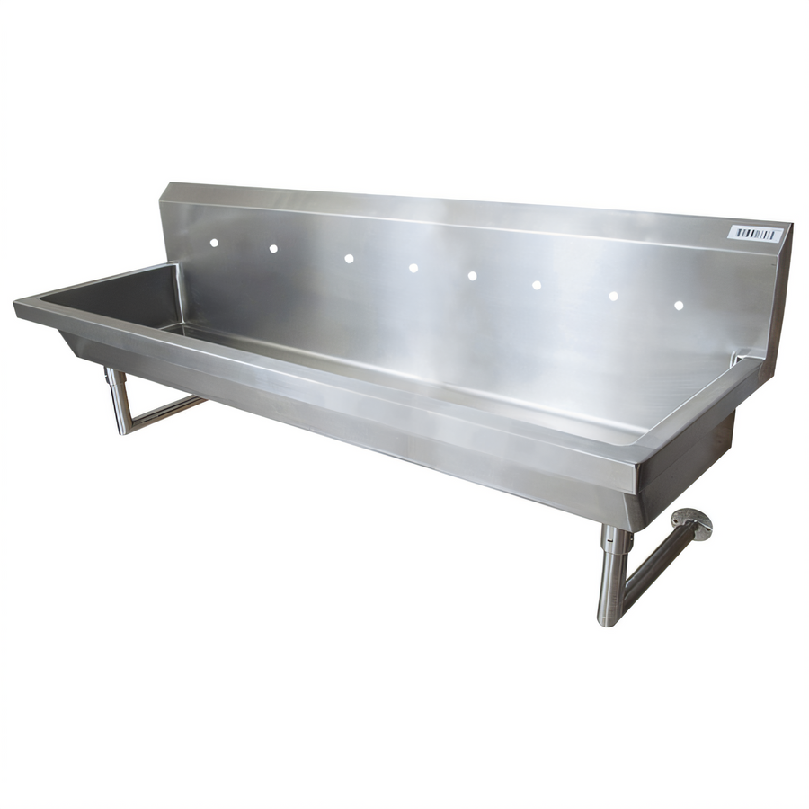 Product image #1 for BK Resources Four-Station Wall-Mounted Commercial Hand Wash Sink, 96 Inch Wide, 8 Inch Deep Bowl