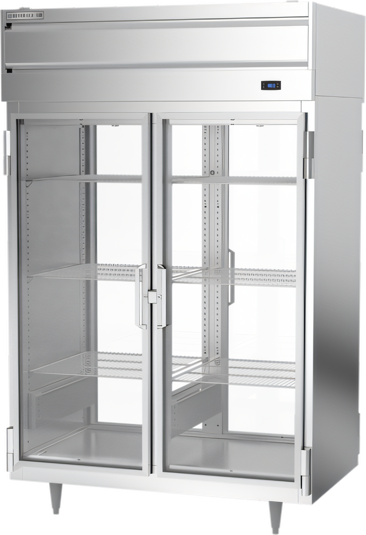 Product image #1 for Beverage-Air P Series Pass-Thru Two-Section Pizza Holding Cabinet, 46.5 Cu. Ft., 4 Hinged Glass Doors