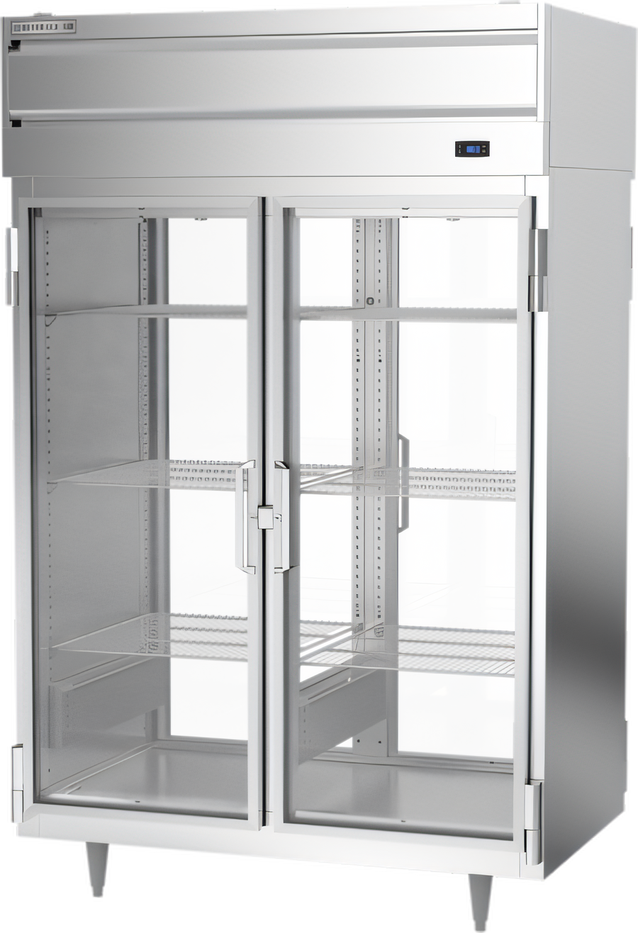 Product image #1 for Beverage-Air P Series Pass-Thru Two-Section Pizza Holding Cabinet, 46.5 Cu. Ft., 4 Hinged Glass Doors