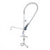 Thumbnail image #1 for T&S Brass Deck-Mount Pre-Rinse Unit with Single-Hole Mixing Faucet, 12-Inch Swing Spout Add-On Faucet, and Low-Flow Spray Valve