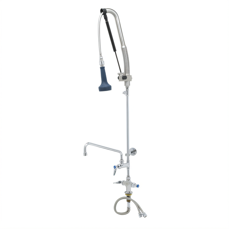 Product image #1 for T&S Brass EasyInstall DuraPull Single-Hole Deck-Mount Add-On Faucet Pre-Rinse Unit with 12-Inch Swing Nozzle