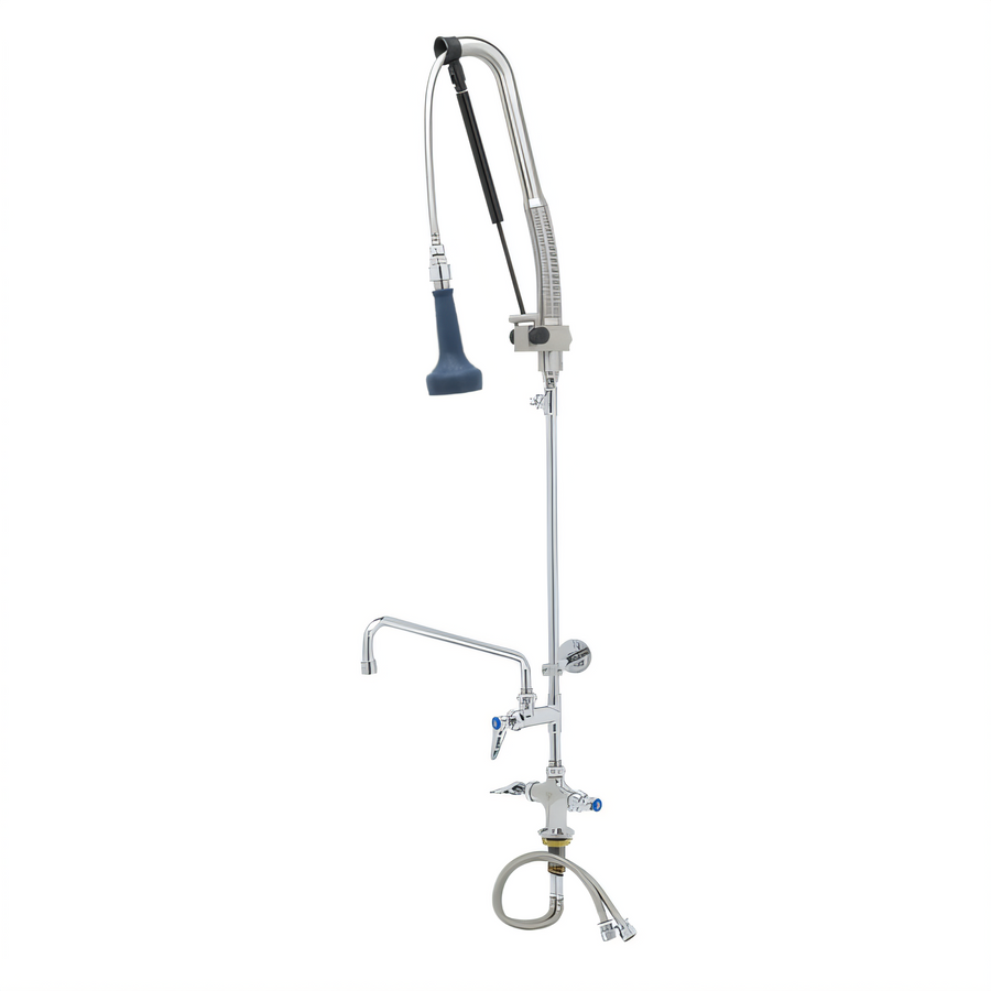 Product image #1 for T&S Brass EasyInstall DuraPull Single-Hole Deck-Mount Add-On Faucet Pre-Rinse Unit with 12-Inch Swing Nozzle
