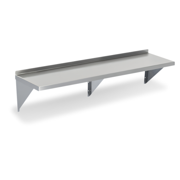 Product image #1 for Wall-Mounted Shelf with Center Bracket, 72 x 12 x 10 Inches, 18-Gauge 430 Stainless Steel