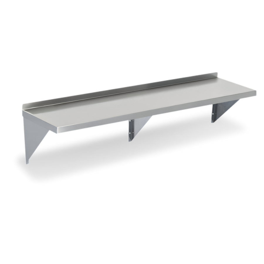 Product image #1 for Wall-Mounted Shelf with Center Bracket, 72 x 12 x 10 Inches, 18-Gauge 430 Stainless Steel
