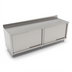 Thumbnail image #1 for John Boos 96-Inch x 30-Inch Stainless Steel Enclosed Work Table with Sliding Doors and 5-Inch Backsplash
