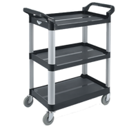 Vollrath Black Multi-Purpose Bus Cart, 3-Shelf, 300 lb Capacity