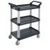 Thumbnail image #1 for Vollrath Black Multi-Purpose Bus Cart, 3-Shelf, 300 lb Capacity