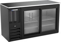 Beverage-Air Two-Section Shallow Depth Food-Rated Back Bar Refrigerator with Sliding Glass Doors, 58 Inches Wide