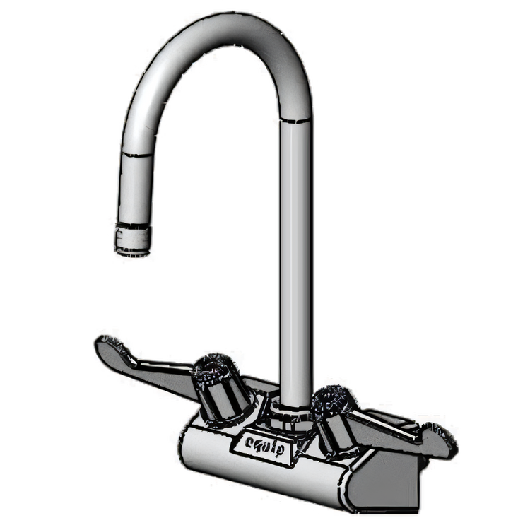 Product image #1 for Equip 4-Inch Wall-Mount Mixing Faucet with 5-9/16-Inch Swivel Gooseneck and Wrist Action Handles