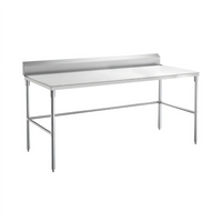 Sapphire 60-Inch x 30-Inch 18/430 Stainless Steel Open Base Worktable with 5-Inch Backsplash