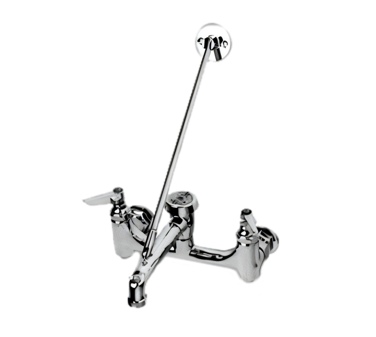 Product image #1 for T&S Brass Wall-Mount Service Sink / Mop Sink Faucet, 8-Inch Centers, Vacuum Breaker Nozzle, Polished Chrome-Plated