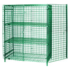 Thumbnail image #1 for Quantum 1836-63SECP-2 Stationary Wire Security Cage with Doors and 2 Intermediate Shelves, 36W x 18D x 63H, Green Epoxy