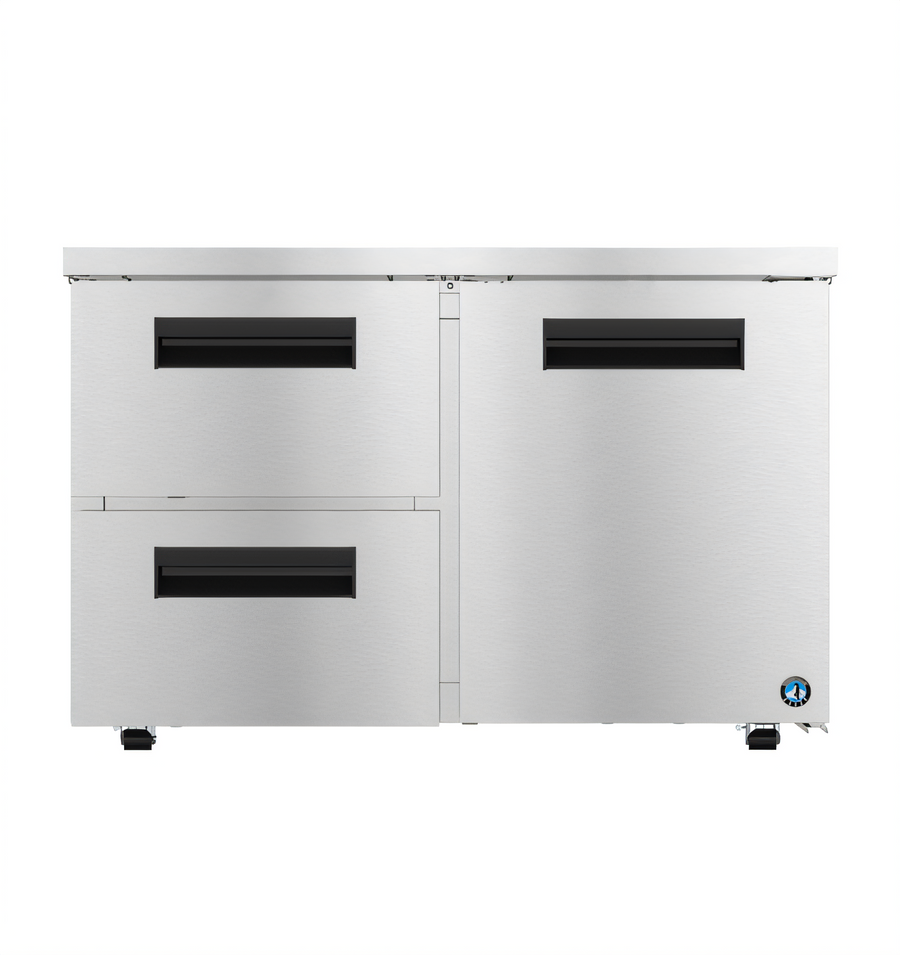 Product image #1 for Hoshizaki Steelheart 48-Inch Two-Section Undercounter Freezer with 2 Drawers and Solid Door, 12 Cu. Ft.
