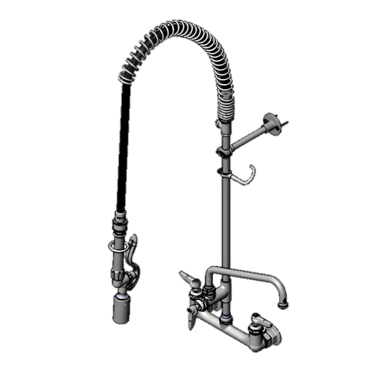 Product image #1 for T&S Brass EasyInstall Wall Mount Pre-Rinse Unit with Add-On Faucet, 10-Inch Swing Nozzle, and 44-Inch Hose