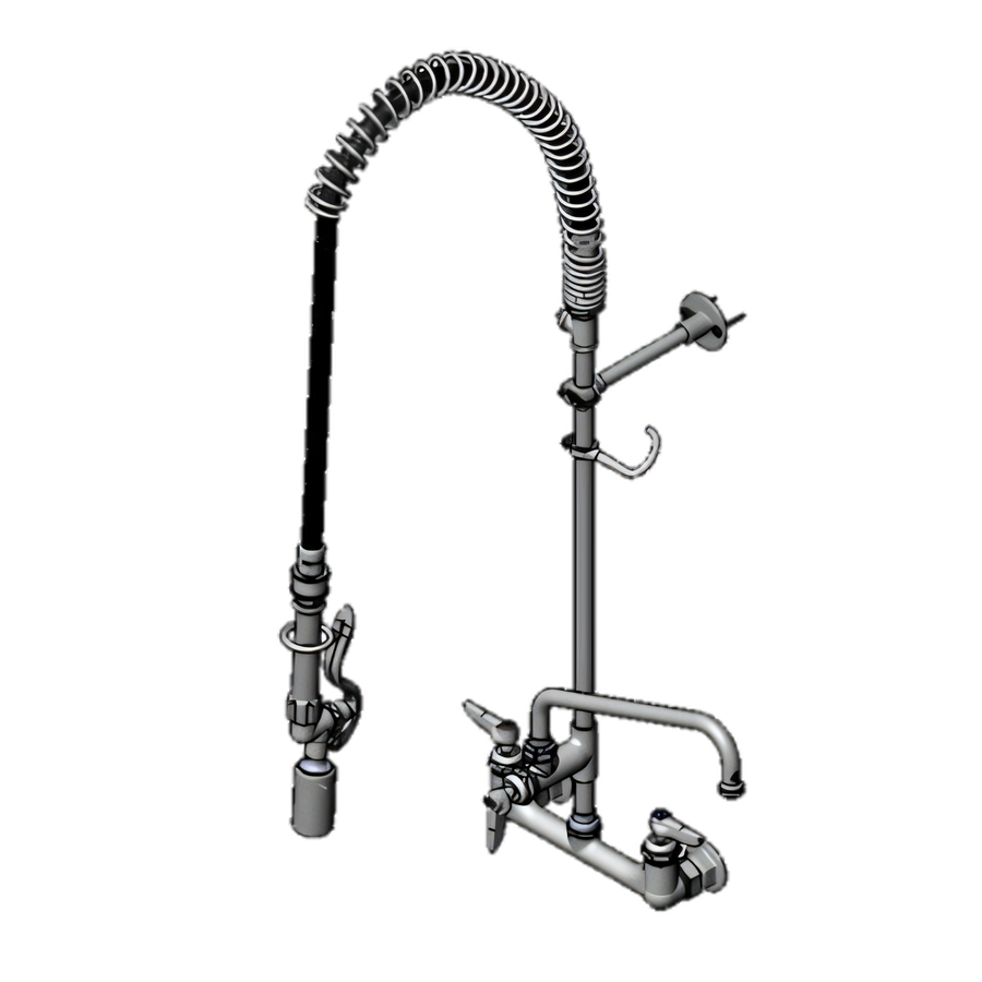 Product image #1 for T&S Brass EasyInstall Wall Mount Pre-Rinse Unit with Add-On Faucet, 10-Inch Swing Nozzle, and 44-Inch Hose