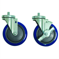 Advance Tabco 5-Inch Threaded Stem Casters for Cabinet Base Units, Blue Polyurethane, Set of 4