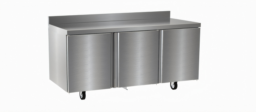 Product image #1 for Delfield 72-Inch Three-Section Worktop Refrigerator with 4-Inch Backsplash