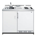 Thumbnail image #1 for Summit Commercial Summit Appliance C48ELPUMPMB Mobile No-Plumbing Kitchenette with 2-Burner Cooktop, Sink, and 5 Cu. Ft. Refrigerator-Freezer