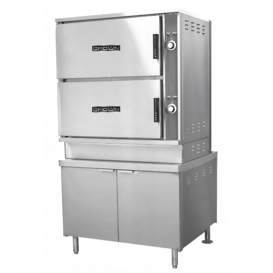 Product image #1 for Crown SCX-16 Two Compartment Steam Coil Convection Steamer with Cabinet Base