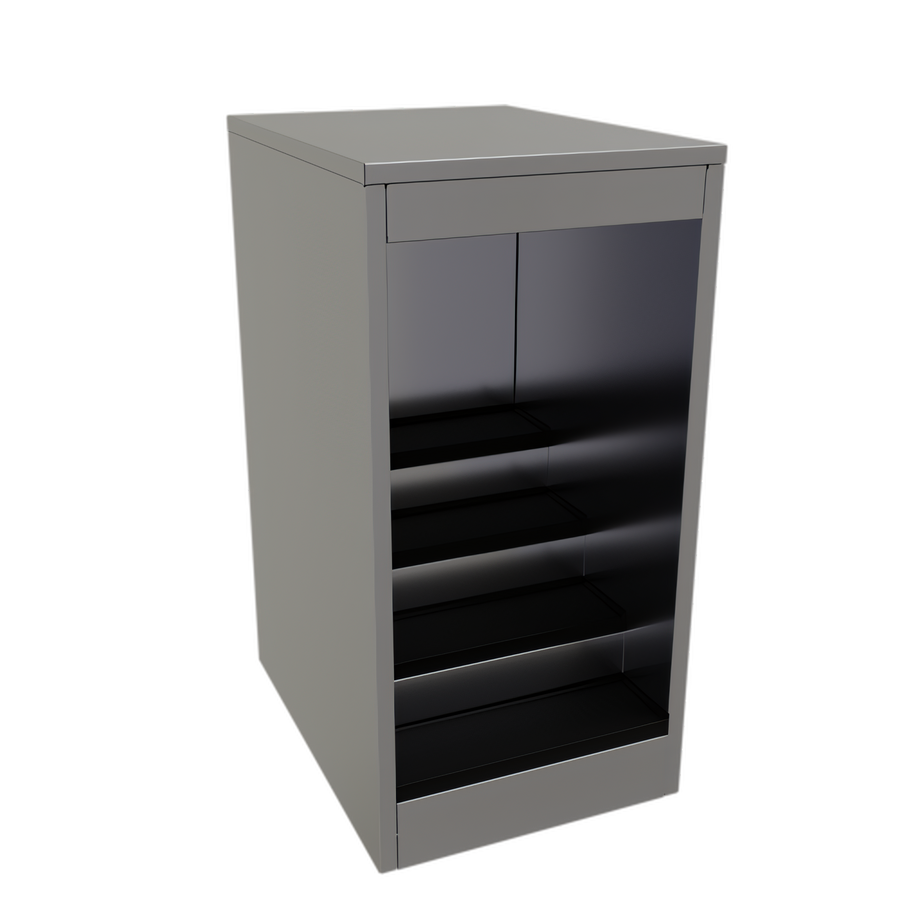 Product image #1 for Glastender 18-Inch Open Front Back Bar Liquor Display Cabinet with 3 Steps and LED Lighting