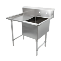 John Boos B Series 1-Compartment Stainless Steel Sink with Left Drainboard and 10-Inch Backsplash