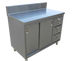 Thumbnail image #1 for Omcan 48-Inch Enclosed Stainless Steel Work Table with Cabinet Base, Sliding Doors, 3 Drawers, and 6-Inch Backsplash