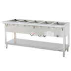 Thumbnail image #1 for Duke Manufacturing Aerohot WB305 72-3/8-Inch Gas Wet Bath Steam Table, 5-Pan, Stainless Steel, Open Base with Undershelf