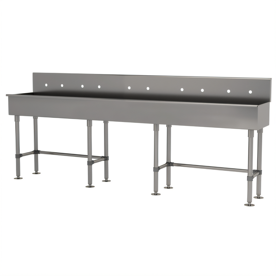 Product image #1 for Advance Tabco 100-Inch 5-Station Freestanding Hand Wash Sink, 16-Gauge 304 Stainless Steel