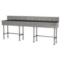 Advance Tabco 100-Inch 5-Station Freestanding Hand Wash Sink, 16-Gauge 304 Stainless Steel