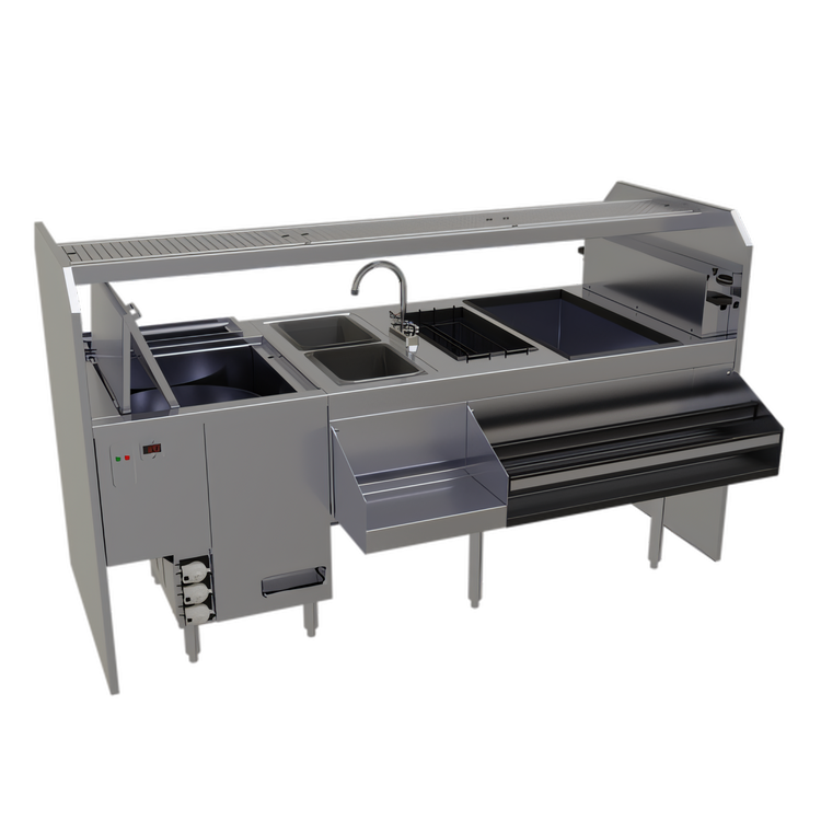 Product image #1 for Glastender Complete Style Pass-Thru Cocktail Station with Integrated GW24 Glasswasher, Leftward Workflow