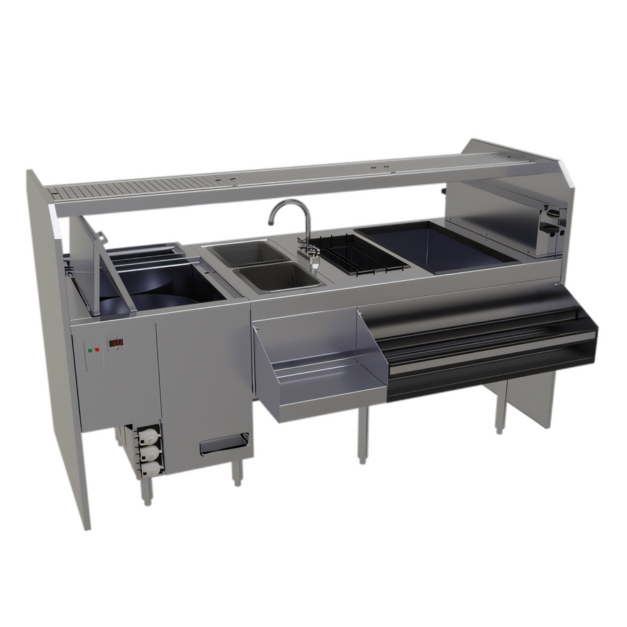 Product image #1 for Glastender Complete Style Pass-Thru Cocktail Station with Integrated GW24 Glasswasher, Leftward Workflow